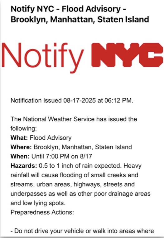 Notify NYC alert screenshot