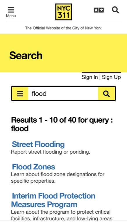 NYC 311 screenshot